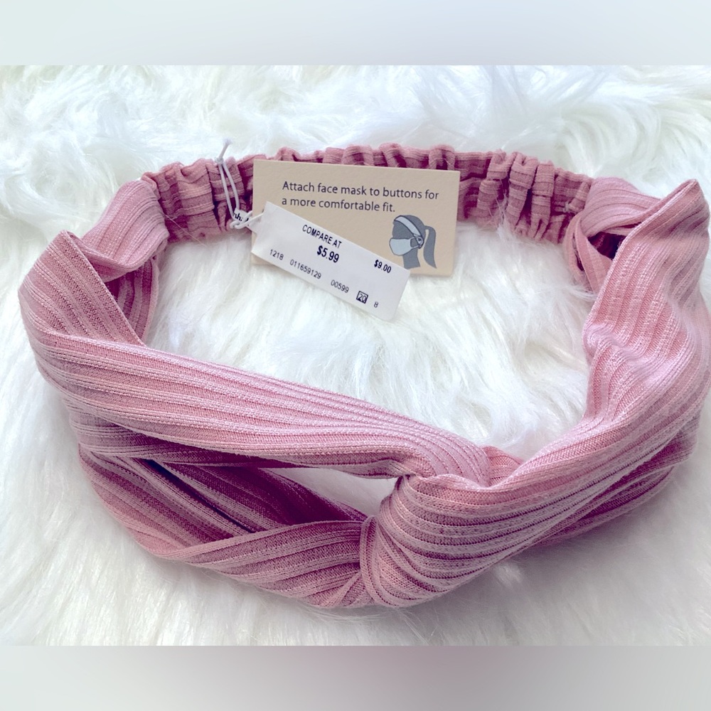 Women’s Headband w/ Attach Face Mask Buttons for Comfort | OneSize | Pink